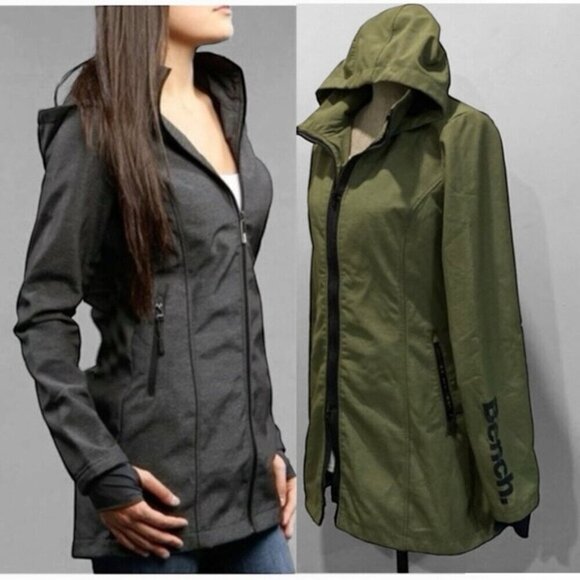 Bench Green Softshell Hooded Long Coat Size large - Picture 1 of 16